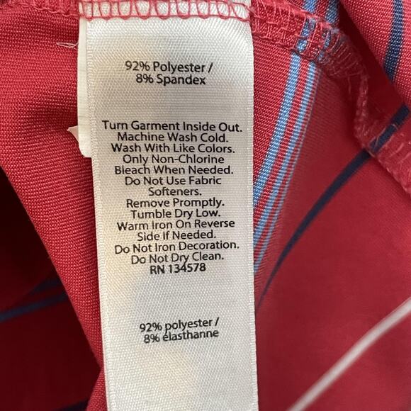 Vineyard Vines Polo Shirt Mens Medium Red Striped Performance Golf RFR Whale - Picture 8 of 12